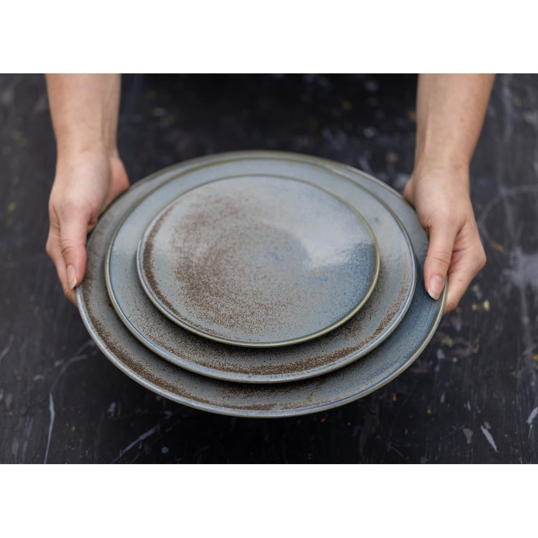Olympia Ember Blue Coupe Plates 230mm (6 Pack) - FU171