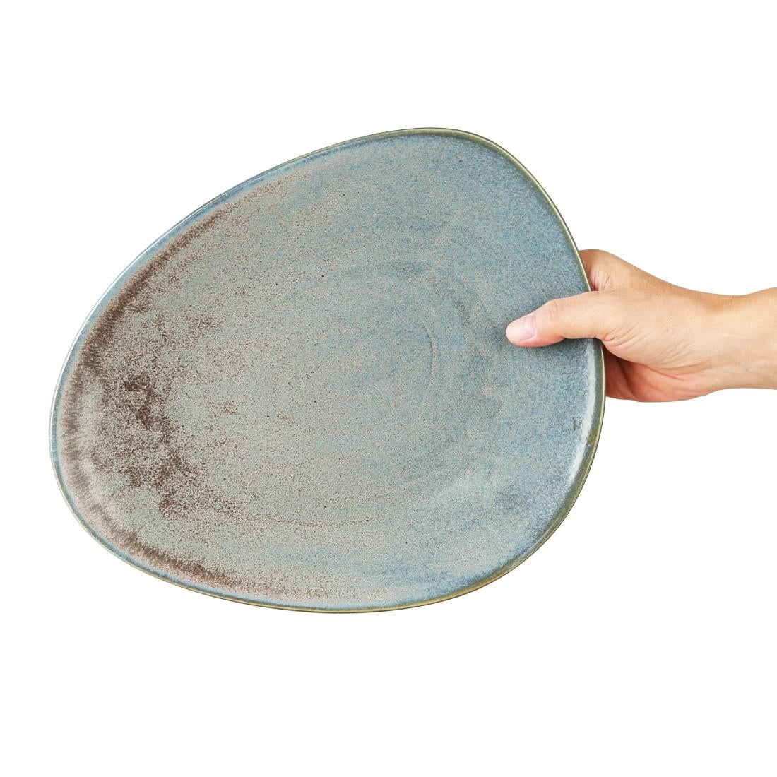 Olympia Ember Blue Triangle Plates 308mm (4 Pack) - FU176