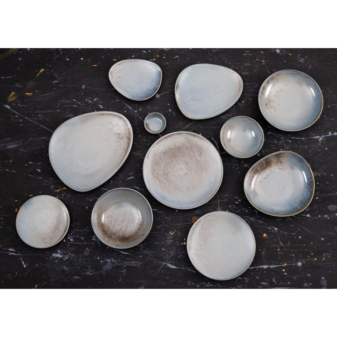 Olympia Ember Blue Triangle Plates 308mm (4 Pack) - FU176