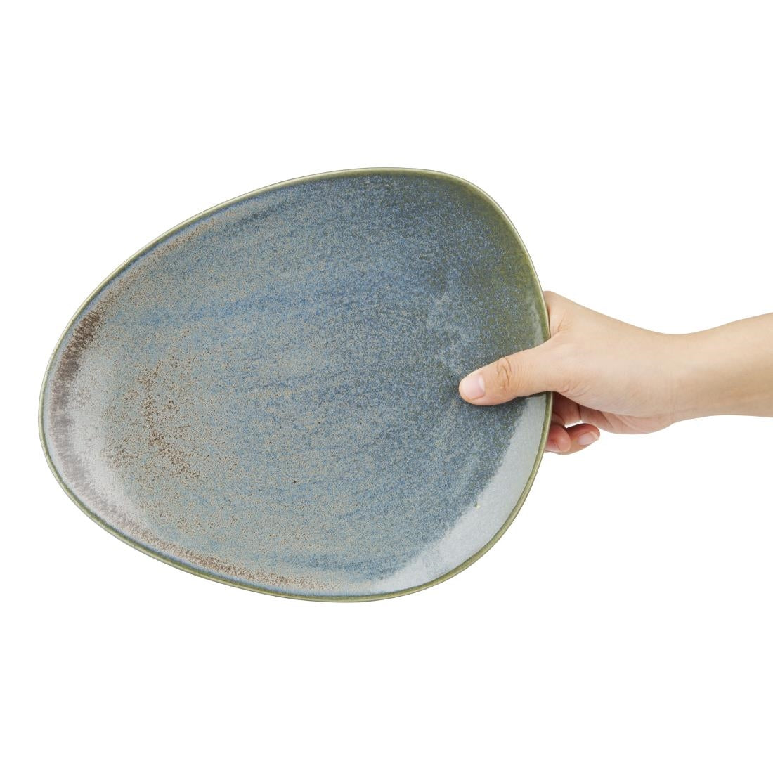 Olympia Ember Blue Triangle Plates 250mm (6 Pack) - FU179