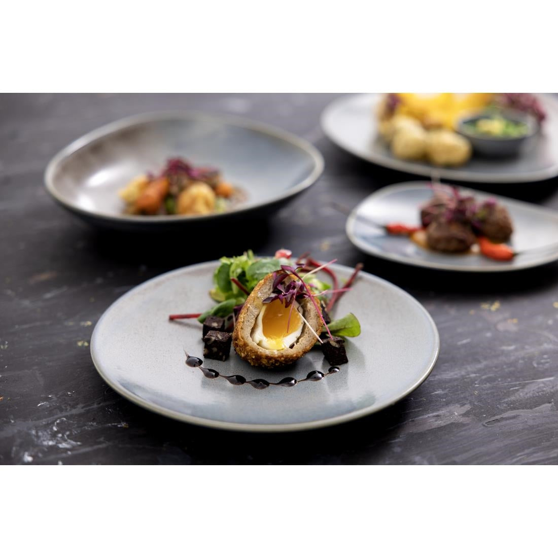 Olympia Ember Blue Coupe Plates 230mm (6 Pack) - FU171