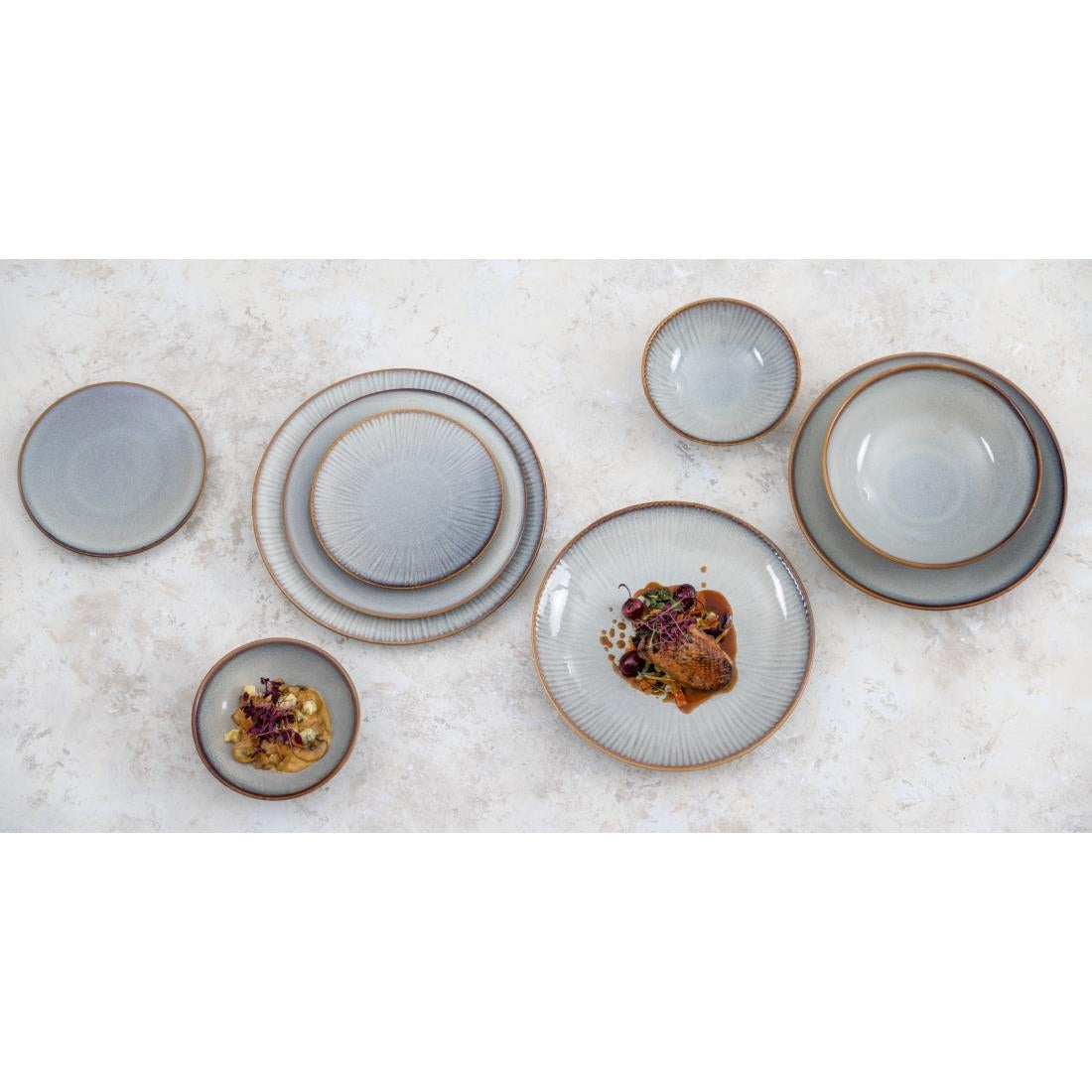 Olympia Drift Grey Embossed Coupe Bowls 155mm (6 Pack) - FU199