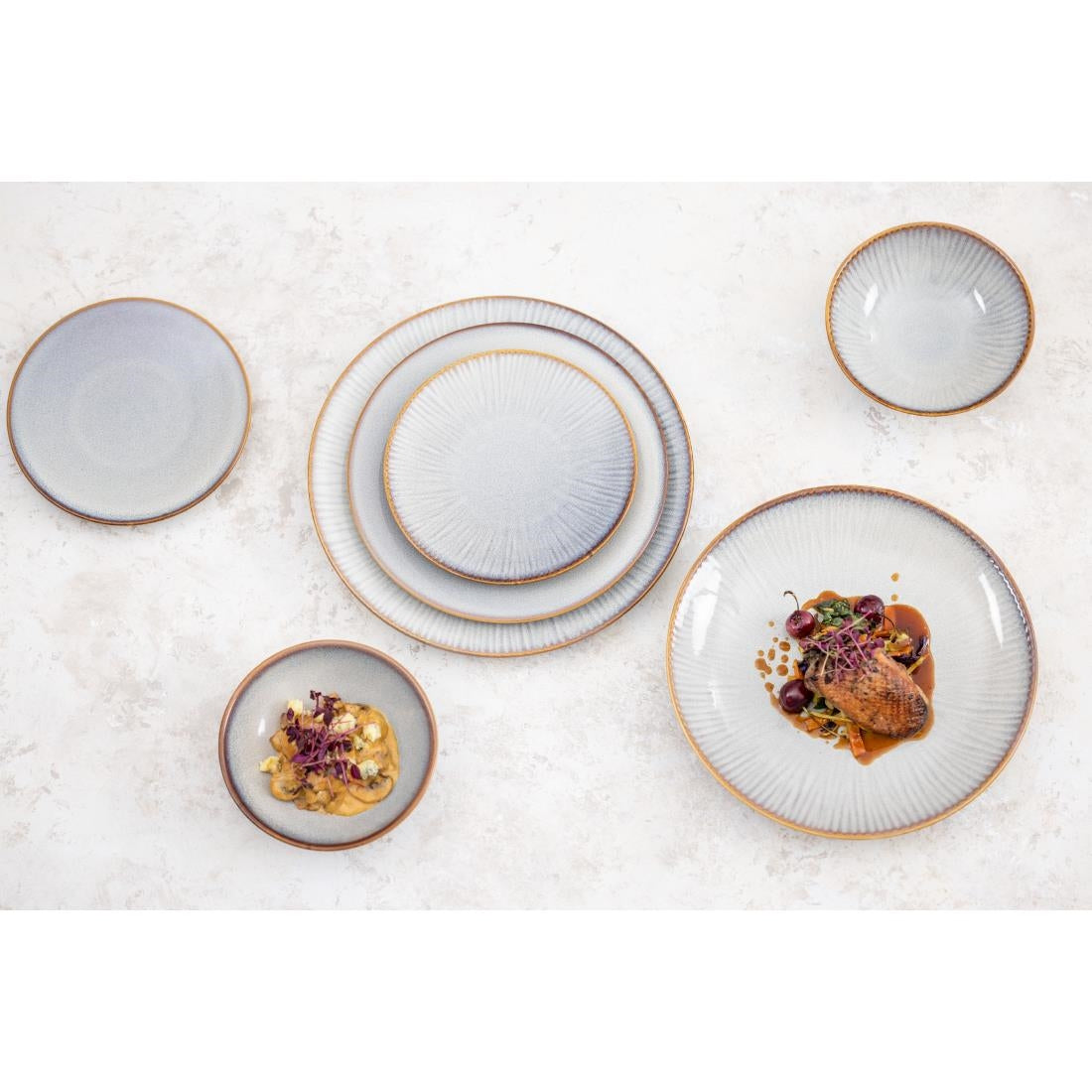 Olympia Drift Grey Embossed Coupe Bowls 155mm (6 Pack) - FU199