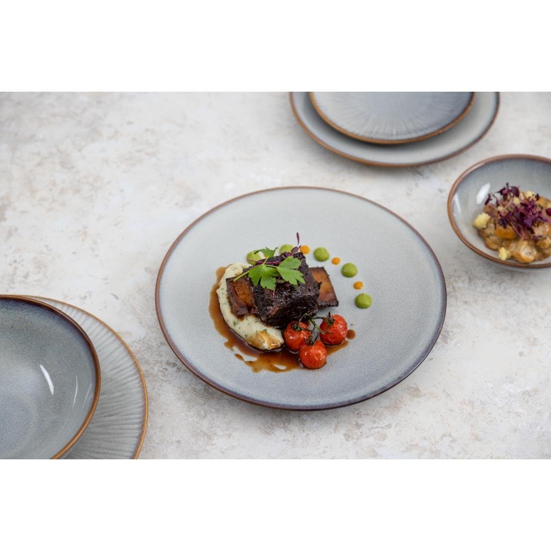 Olympia Drift Grey Embossed Coupe Plates 180mm (6 Pack) - FU196