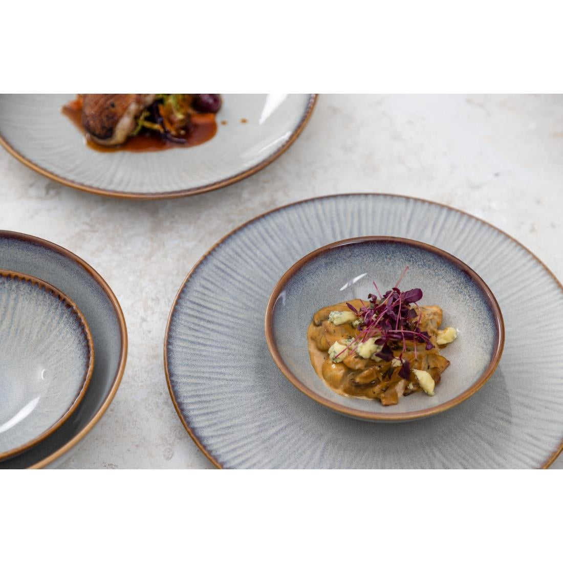 Olympia Drift Grey Embossed Coupe Bowls 155mm (6 Pack) - FU199