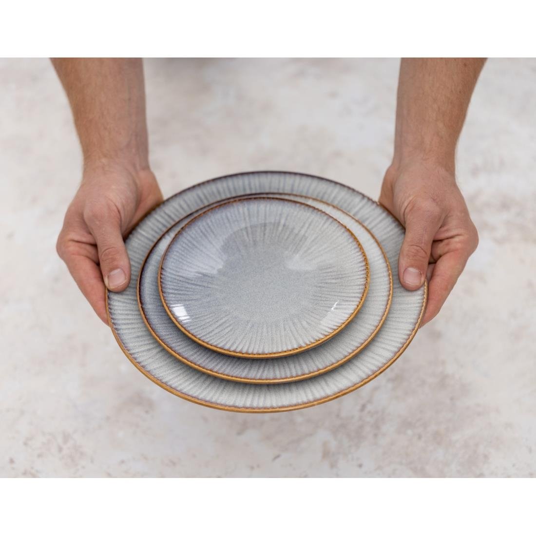 Olympia Drift Grey Embossed Coupe Plates 220mm (6 Pack) - FU195
