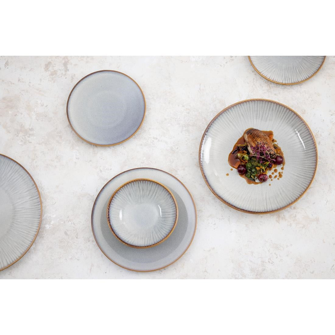 Olympia Drift Grey Embossed Coupe Bowls 155mm (6 Pack) - FU199