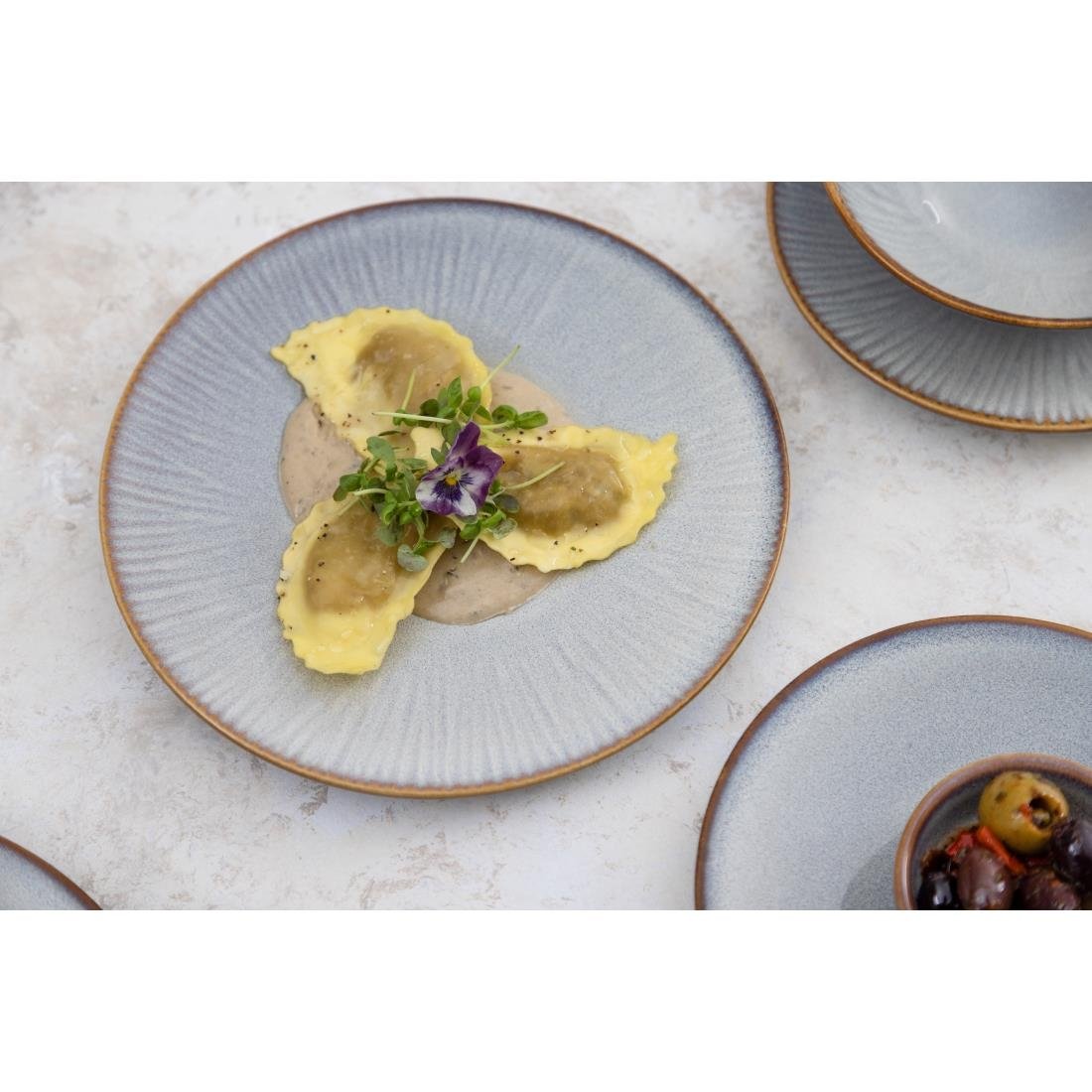 Olympia Drift Grey Embossed Coupe Plates 180mm (6 Pack) - FU196