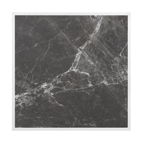 Bolero Dark Granite Effect Outdoor Tempered Glass Table Top White Trim 700mm - FU516
