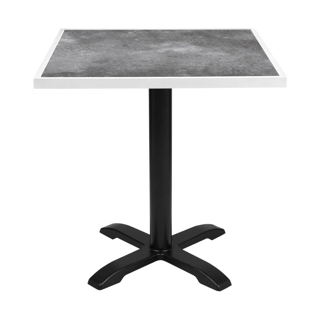 Bolero Dark Stone Effect Outdoor Tempered Glass Table Top White Trim - 700mm - FU517