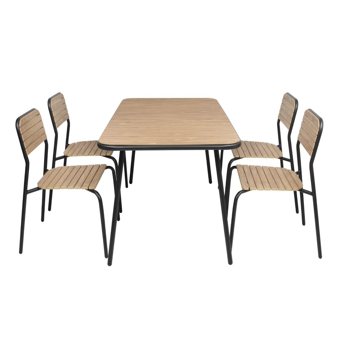 Bolero Santorini Wood Effect Outdoor Chairs (4 Pack) - FU537