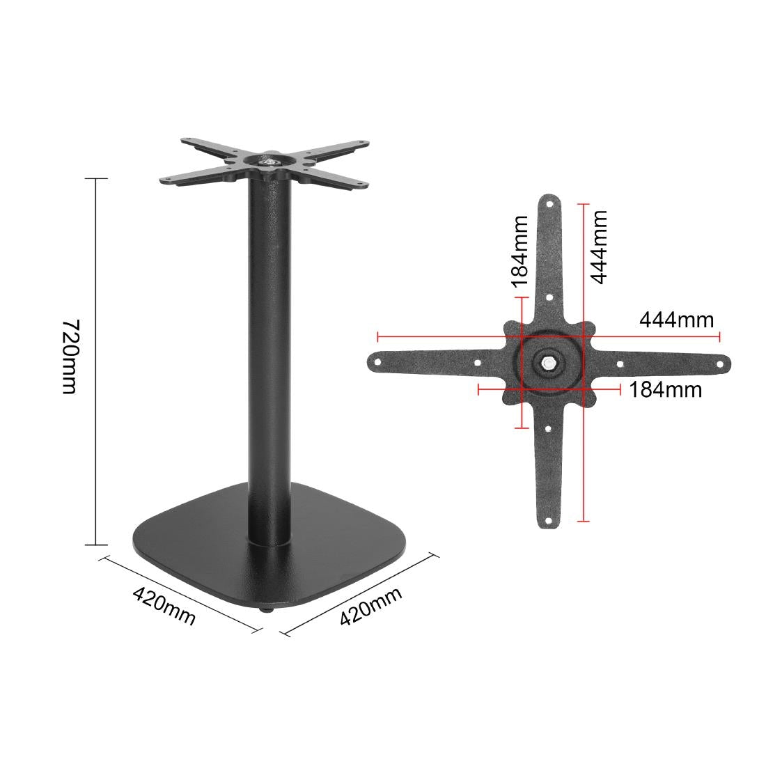 Bolero Black Cast Iron Table Base 720x420mm - FU546