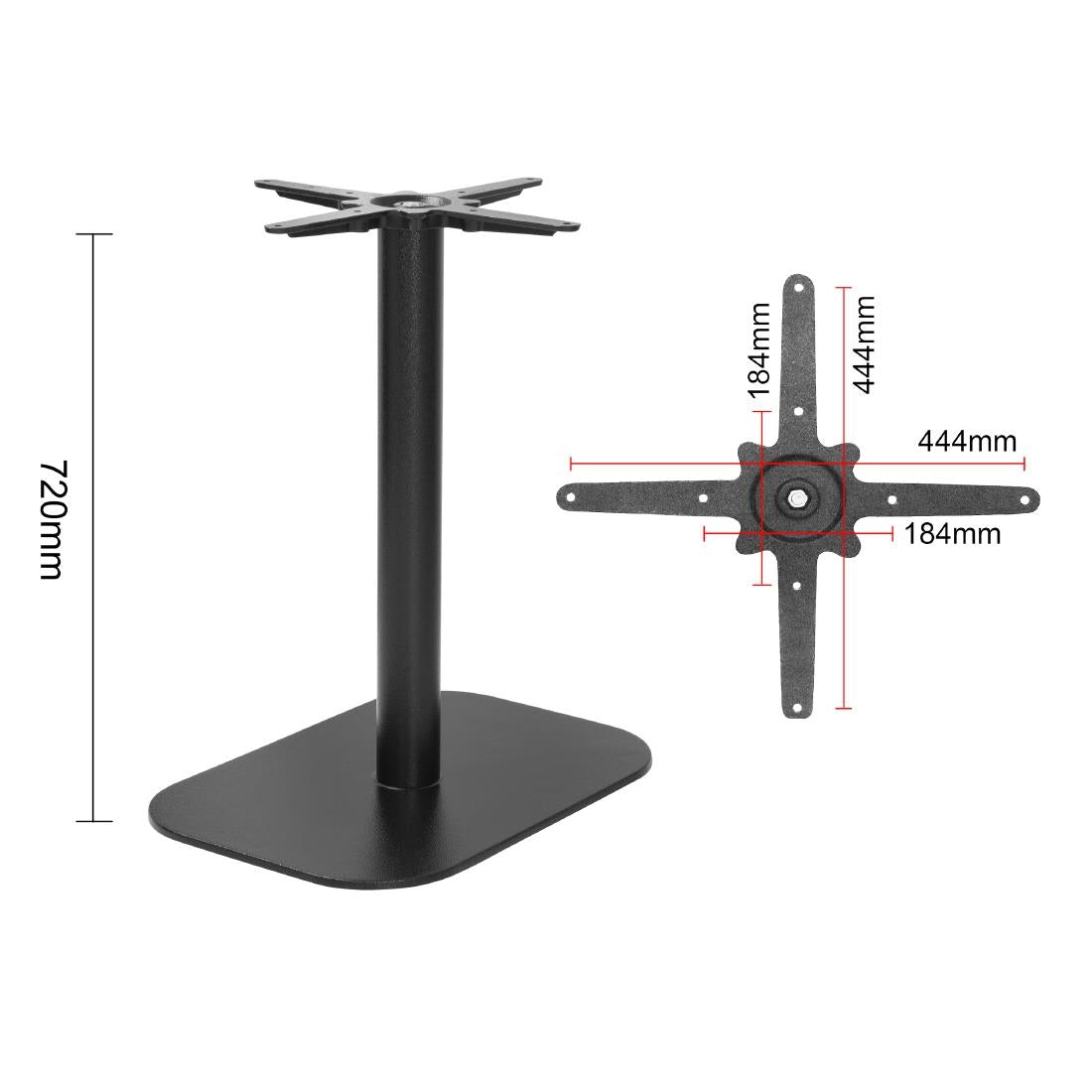 Bolero Black Cast Iron Table Base 720x420x600mm - FU548