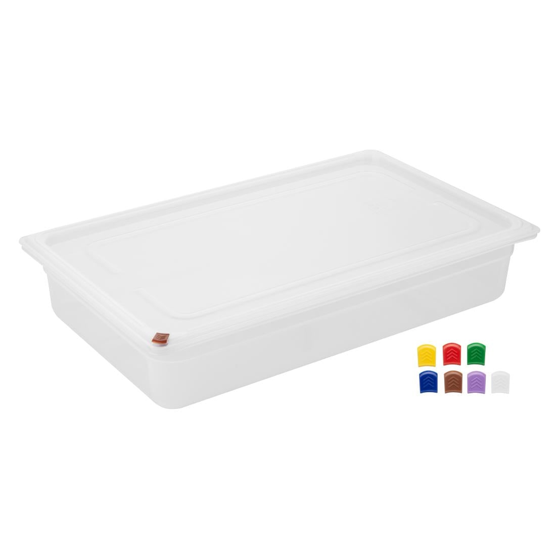 Hygiplas Click PP 1/1 GN Container with Lid & 7 Colour Clips 100mm 13Ltr (2 Pack) - FZ086