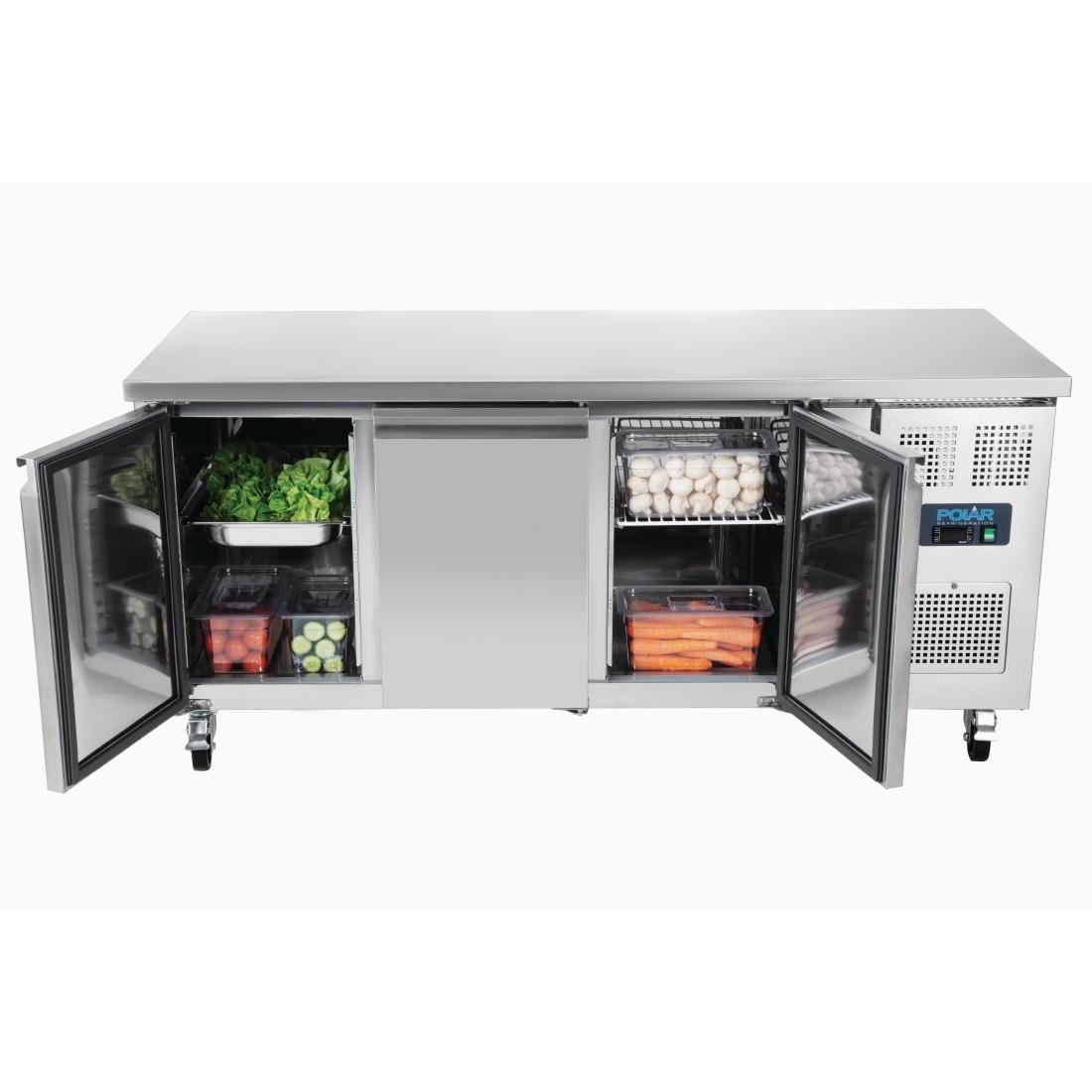 Polar U-Series Triple Door Counter Fridge - 417Ltr - UA048-A
