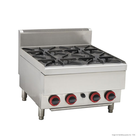 GasMAX Benchtop Lpg 4 Burner Cooktop W/ Splashback - JUS-TR-4BLPG