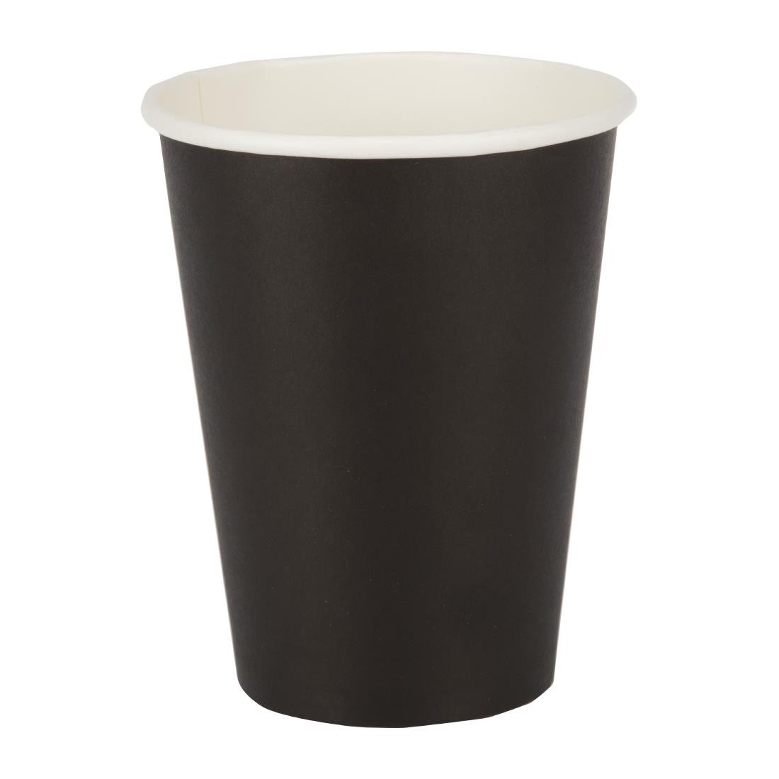Fiesta Recyclable Takeaway Coffee Cups Single Wall Black 340ml (Pack of 50) - GF043