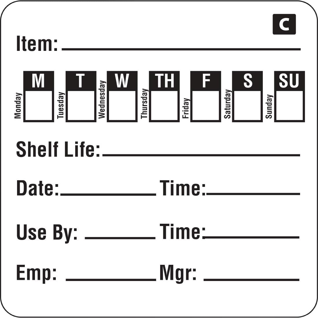 Freezable Day of the Week Labels - GF049
