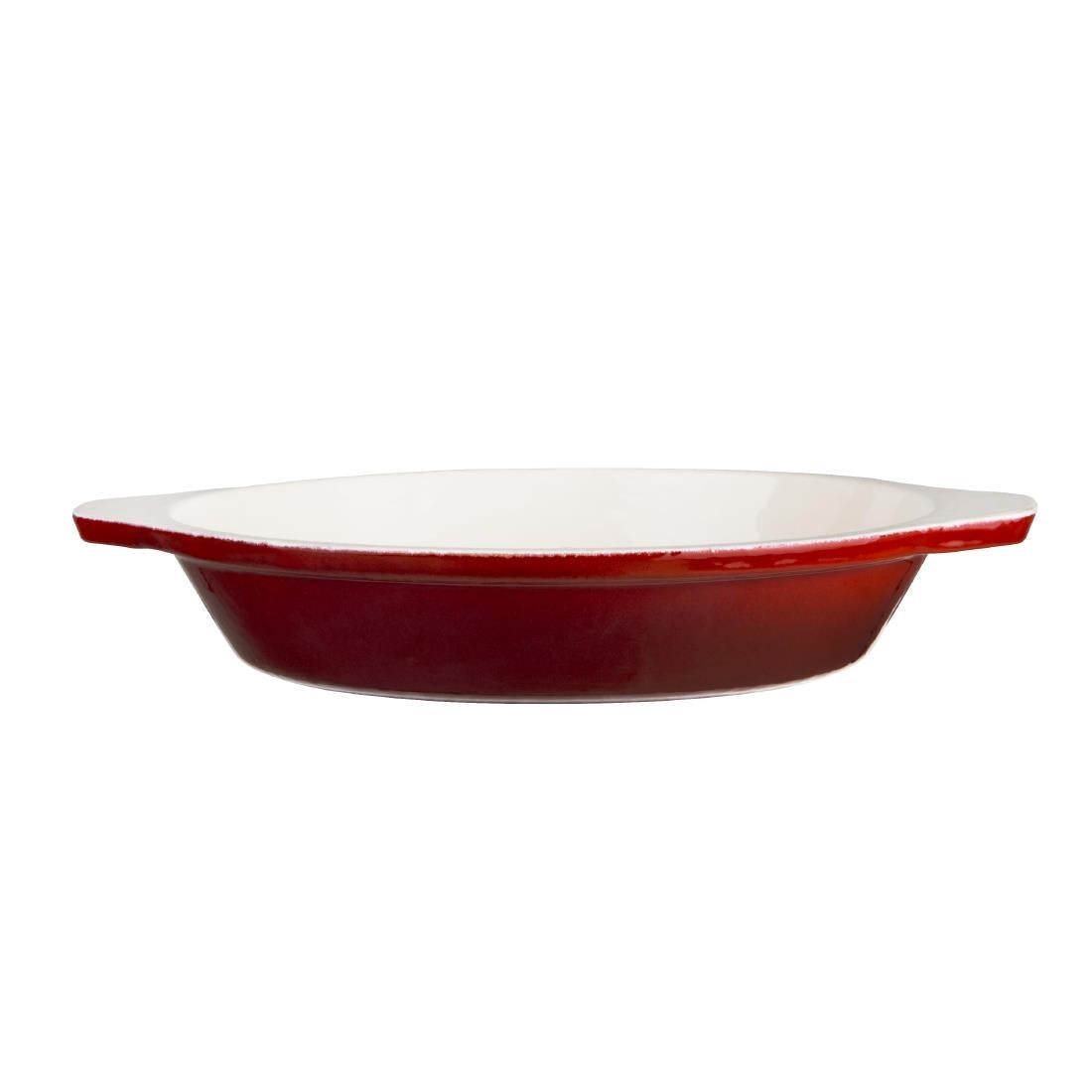 Vogue Red Round Cast Iron Gratin Dish 400ml - GH315