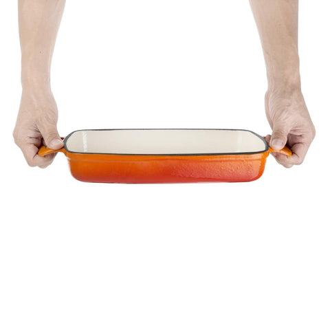 Vogue Orange Rectangular Cast Iron Dish 1.8Ltr - GH321