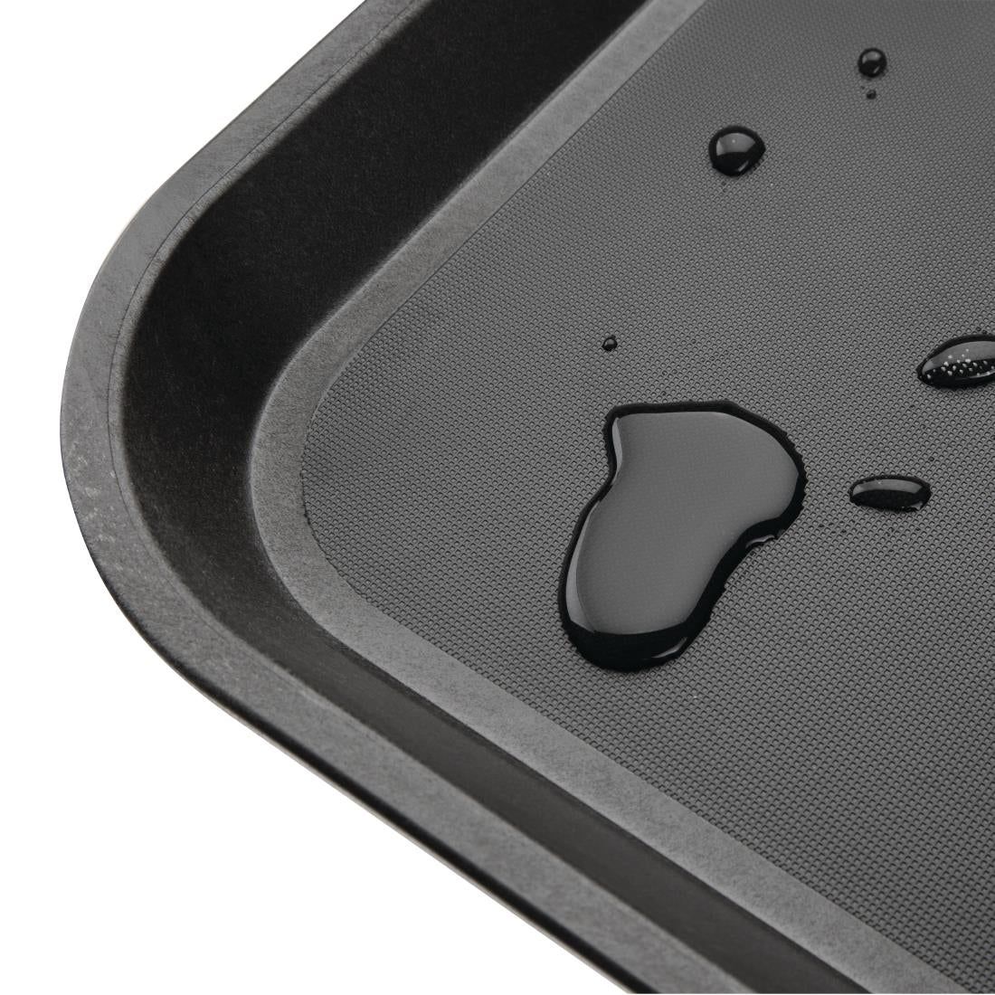 Olympia Kristallon Polypropylene Rectangular Non-Slip Tray Black 405mm - GM238