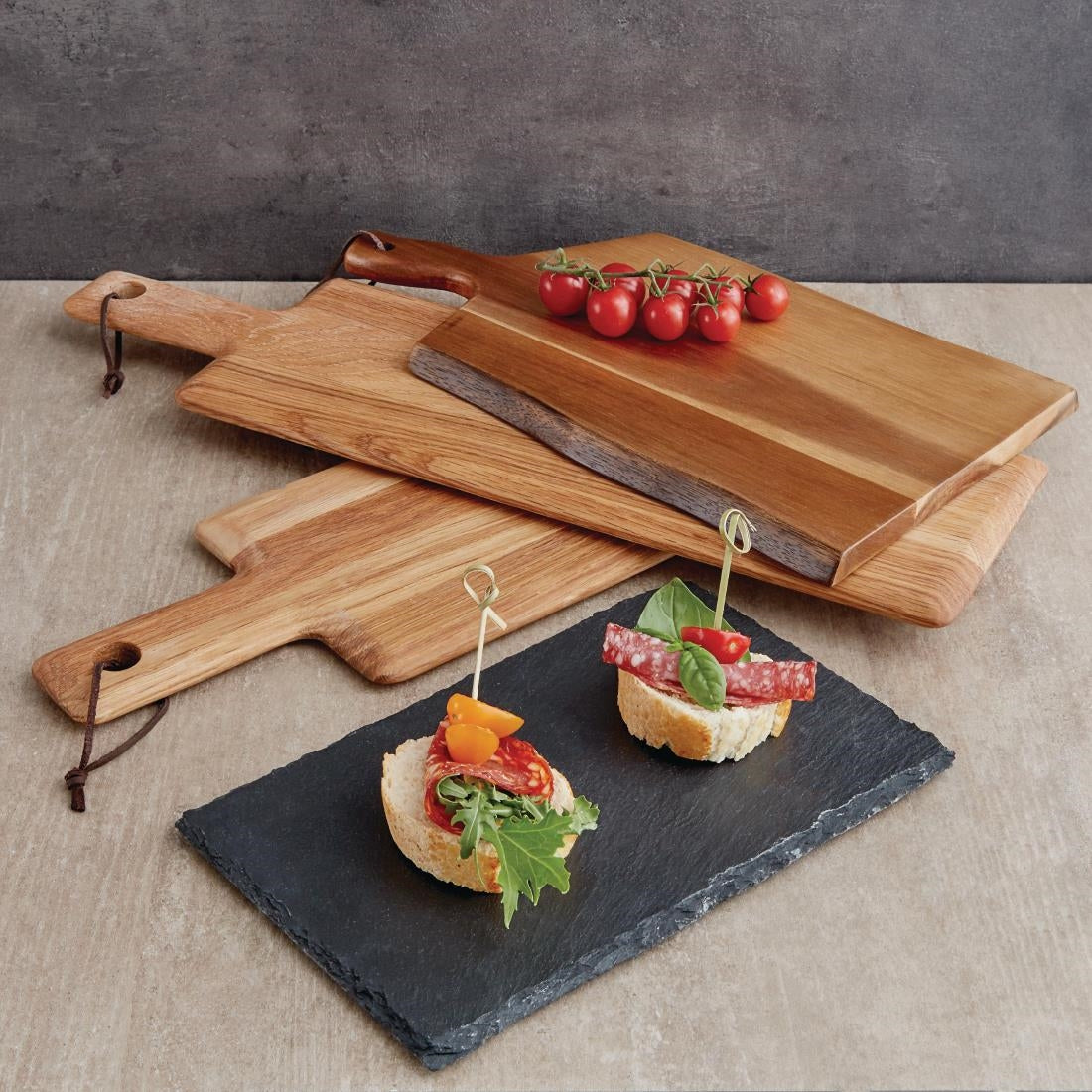 Olympia Acacia Wavy Handled Wooden Board Large - GM264