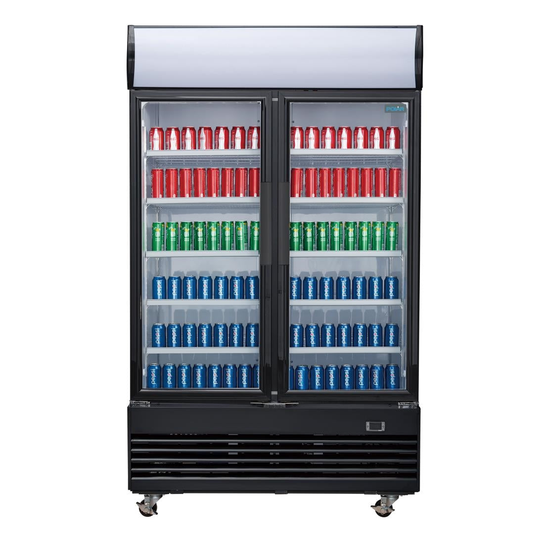 Polar G-Series Upright Hinged Door Display Cooler with Light Box 950Ltr Black - GM813-A