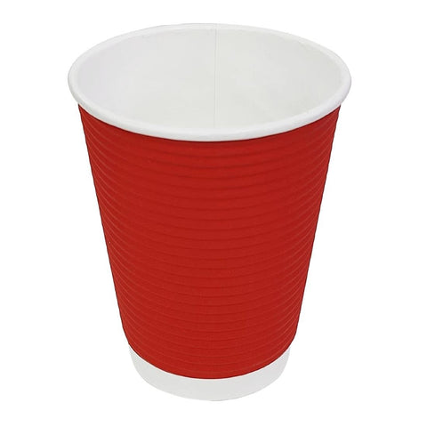 Fiesta Recyclable Takeaway Coffee Cups Ripple Wall Red 340ml (Pack of 500) - GP428
