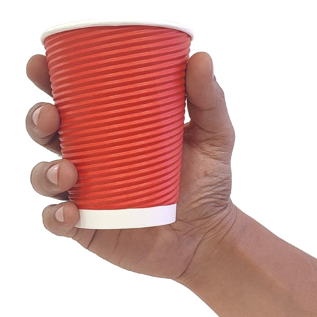 Fiesta Recyclable Takeaway Coffee Cups Ripple Wall Red 340ml (Pack of 500) - GP428