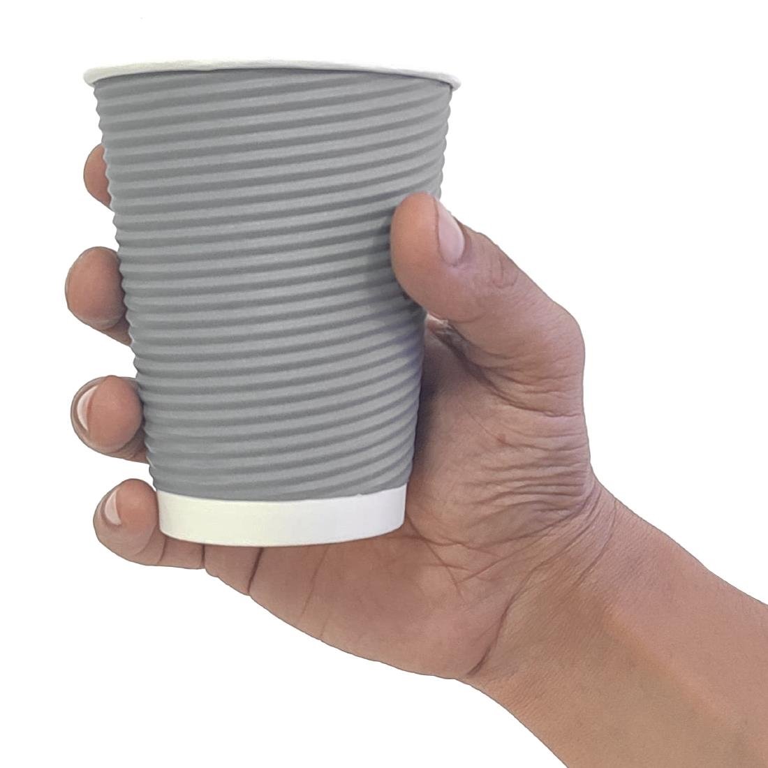 Fiesta Recyclable Takeaway Coffee Cups Ripple Wall Charcoal 340ml (Pack of 500) - GP434
