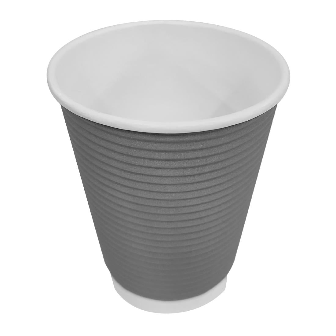 Fiesta Recyclable Takeaway Coffee Cups Ripple Wall Charcoal 340ml (Pack of 25) - GP431