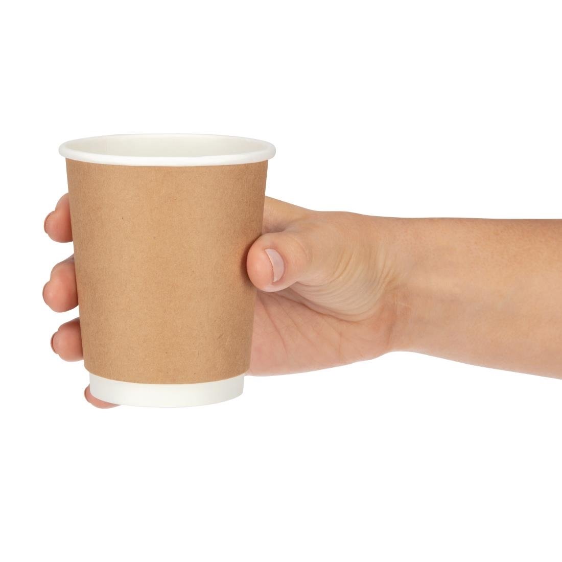 Fiesta Recyclable Takeaway Coffee Cups Double Wall Kraft 225ml (Pack of 25) - GP436