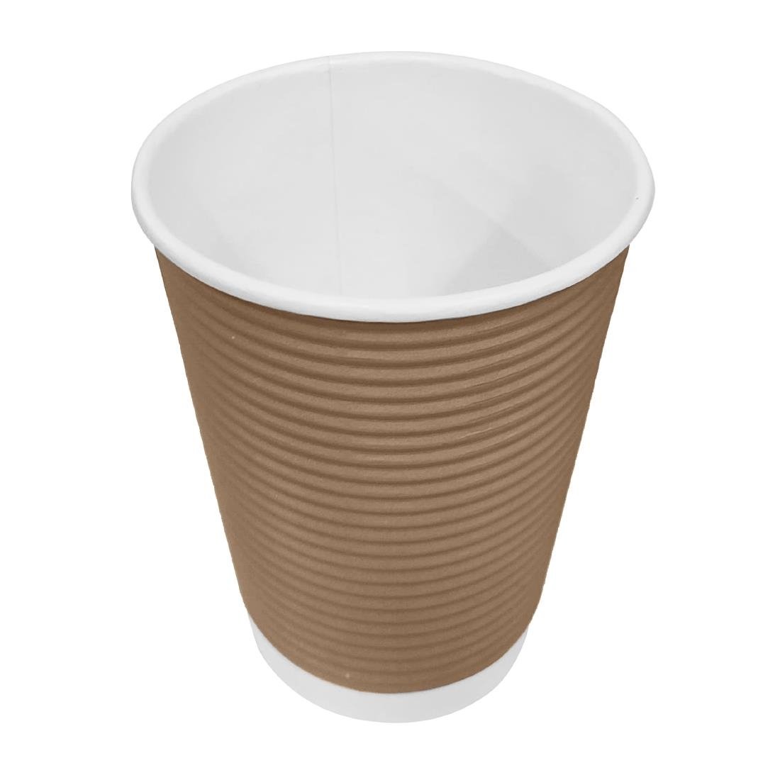 Fiesta Recyclable Takeaway Coffee Cups Ripple Wall Kraft 225ml (Pack of 500) - GP442