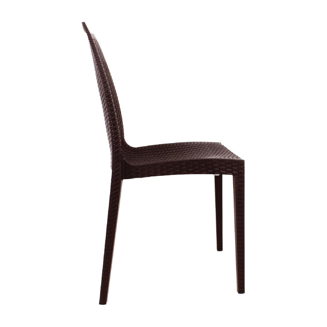 Bolero PP Rattan Bistro Side Chairs Brown (4 Pack) - GR361
