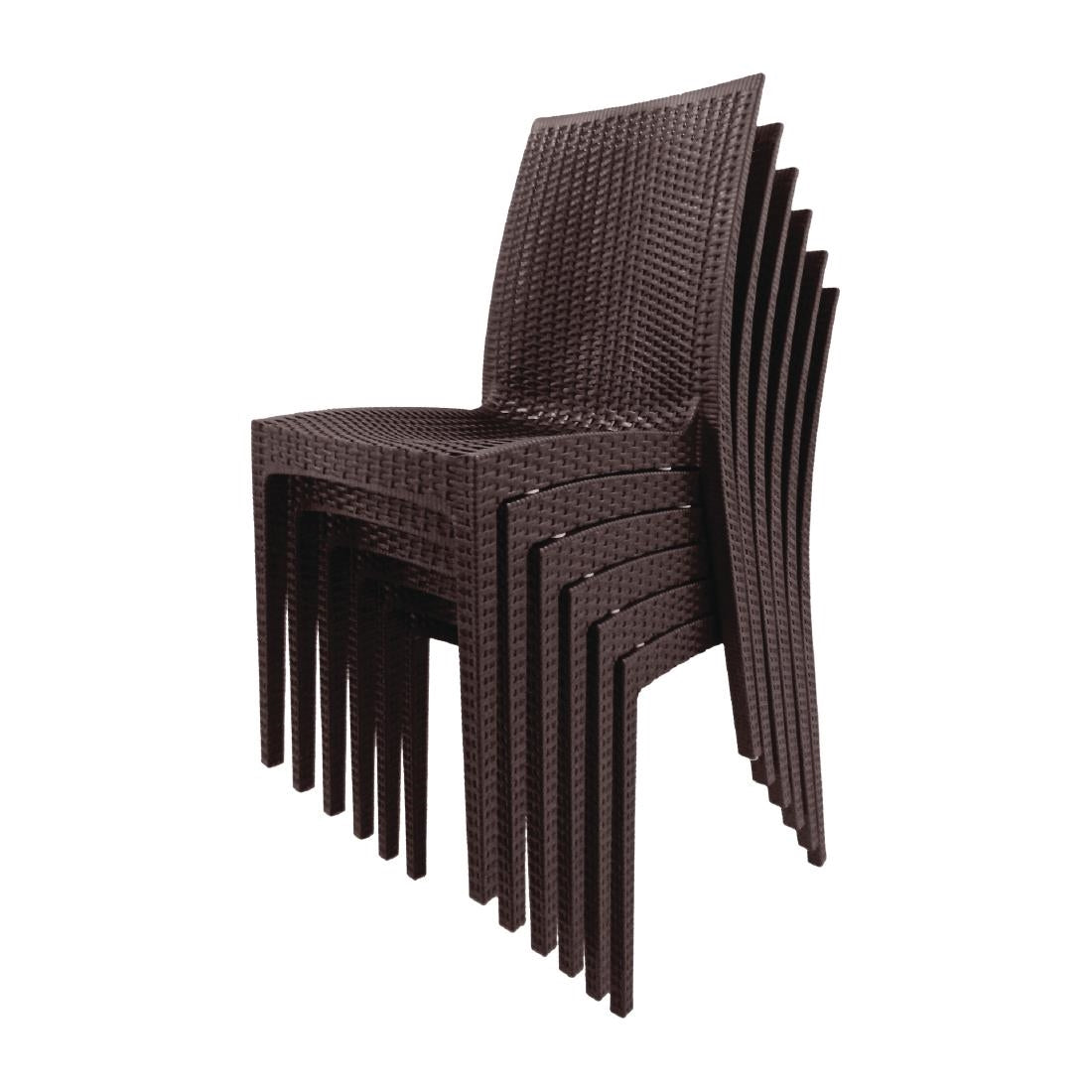Bolero PP Rattan Bistro Side Chairs Brown (4 Pack) - GR361