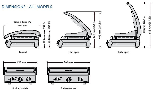 Roband Grill Station 6 slice, smooth plates - GSA610S