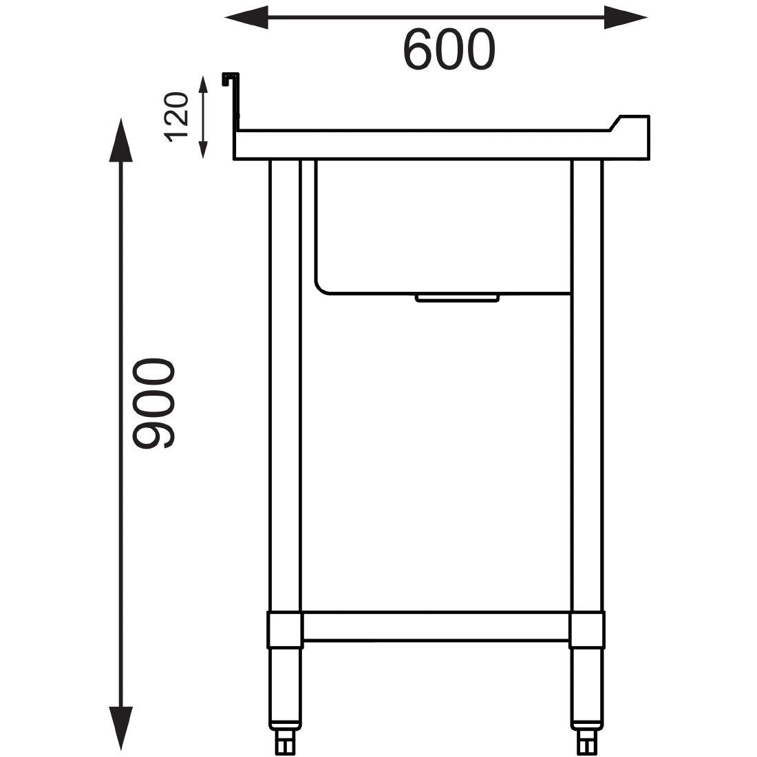 Vogue Single Bowl Sink L/H Drainer - 1200mm 90mm Drain - HC902