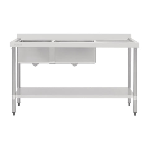 Vogue Double Bowl Sink R/H Drainer - 1800mm 90mm Drain - HC907