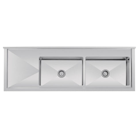 Vogue Double Bowl Sink L/H Drainer - 1800mm 90mm Drain - HC908