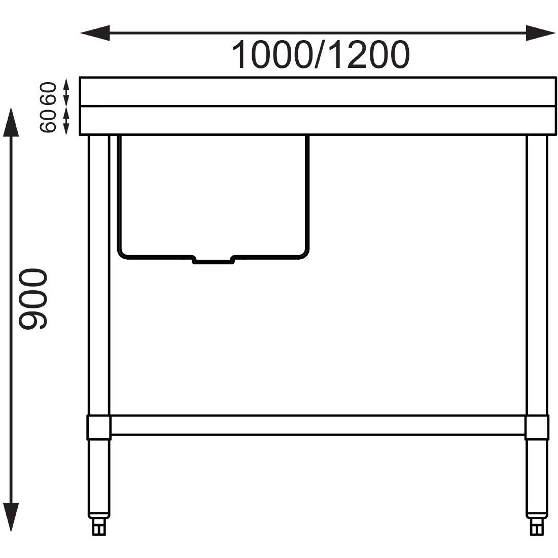 Vogue Single Bowl Sink R/H Drainer - 1200mm x 700mm 90mm Drain - HC915