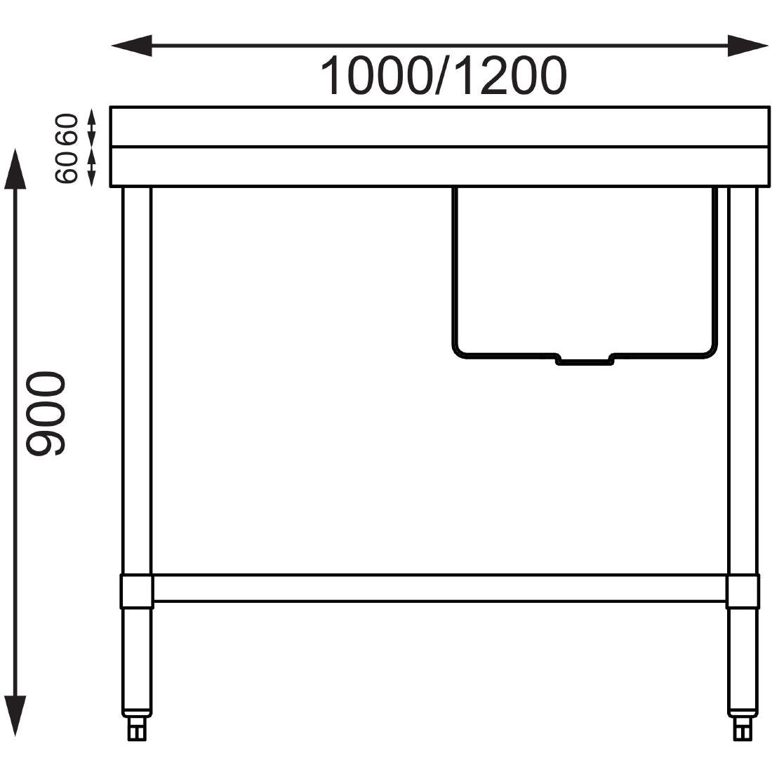 Vogue Single Bowl Sink L/H Drainer - 1200mm x700mm 90mm Drain - HC914