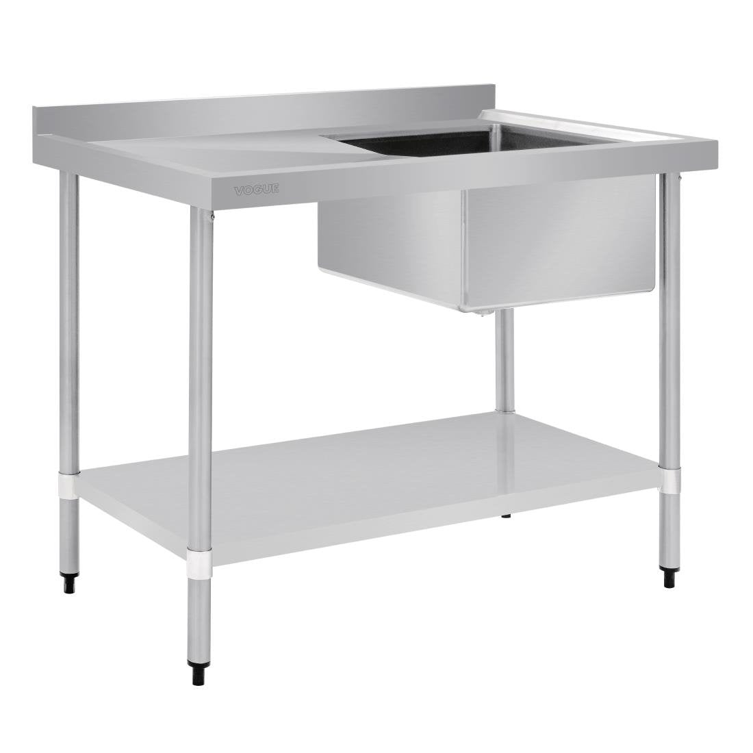 Vogue Single Bowl Sink L/H Drainer - 1200mm x700mm 90mm Drain - HC914