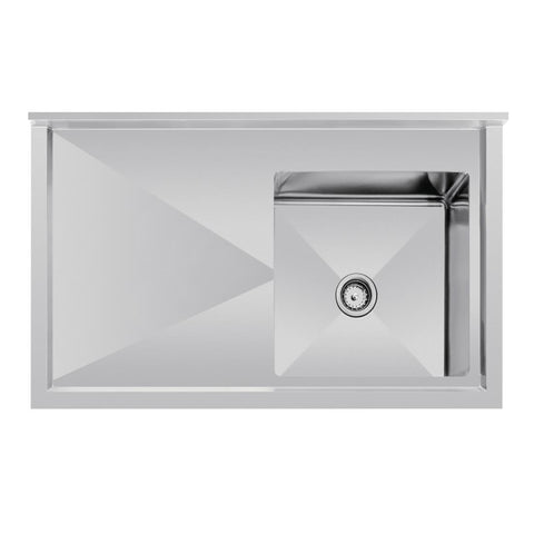 Vogue Single Bowl Sink L/H Drainer - 1200mm x700mm 90mm Drain - HC914