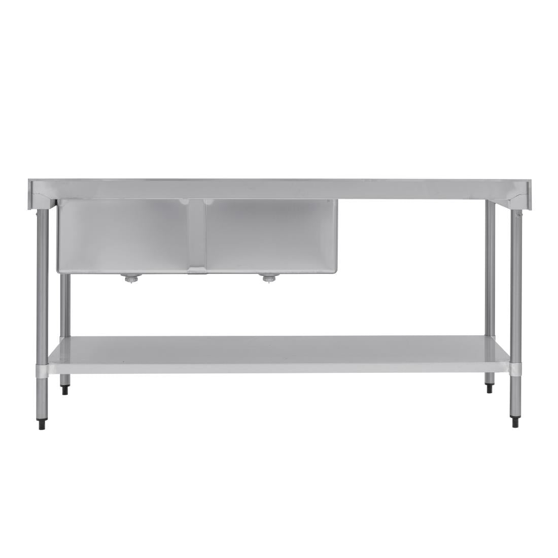Vogue Double Bowl Sink L/H Drainer - 1800mm x 700mm 90mm Drain - HC920