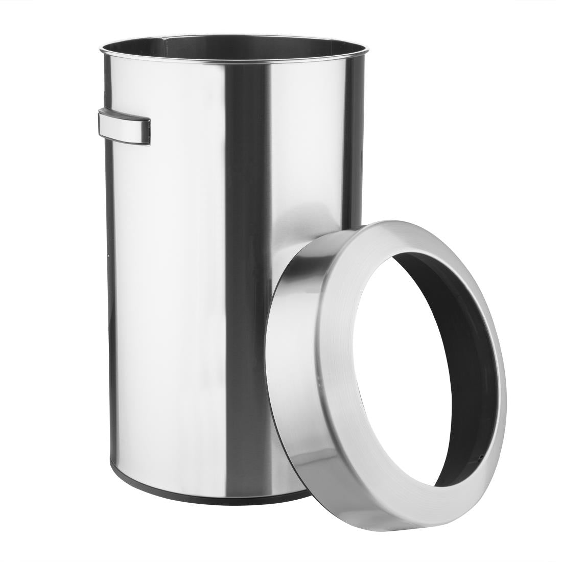 Bolero Brushed Steel Bin with Open Top Lid 70Ltr - HT460