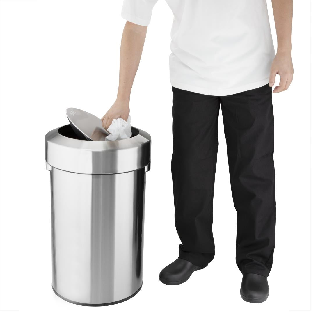Bolero Bin with Swing Lid Brushed Steel - 70Ltr - HT461