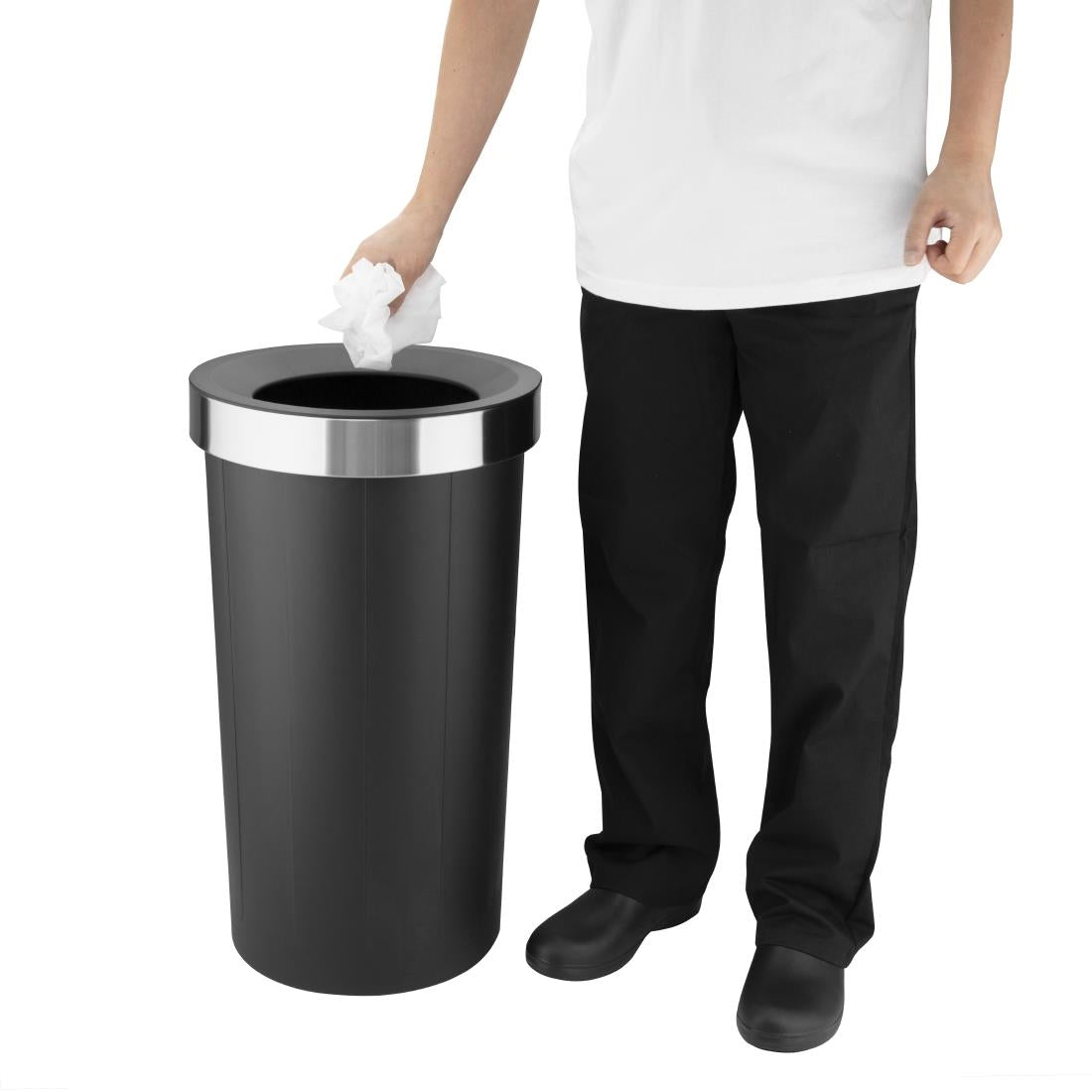Bolero Bin with Open Top Lid Black 60Ltr - HT462