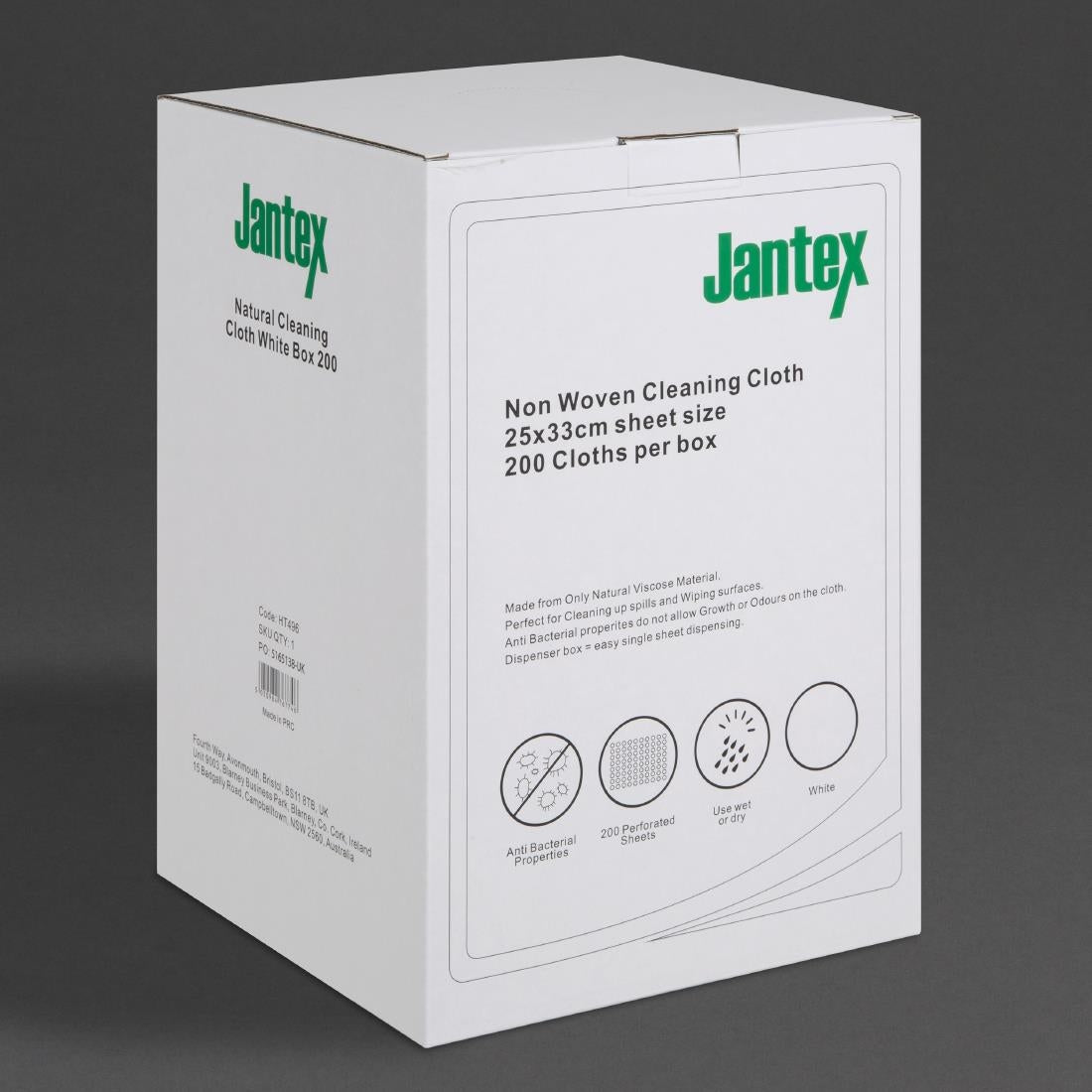 Jantex Green Compostable Cleaning Cloth White (Pack of 200) - HT496