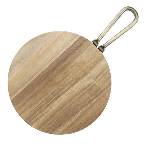 Olympia Round Paddle Board Acacia Wood Metal Handle 458x305mm - HX389