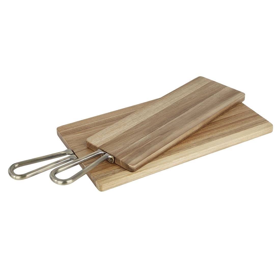 Olympia Rectangular Paddle Board Acacia Wood With Metal Handle 575x152mm - HX391
